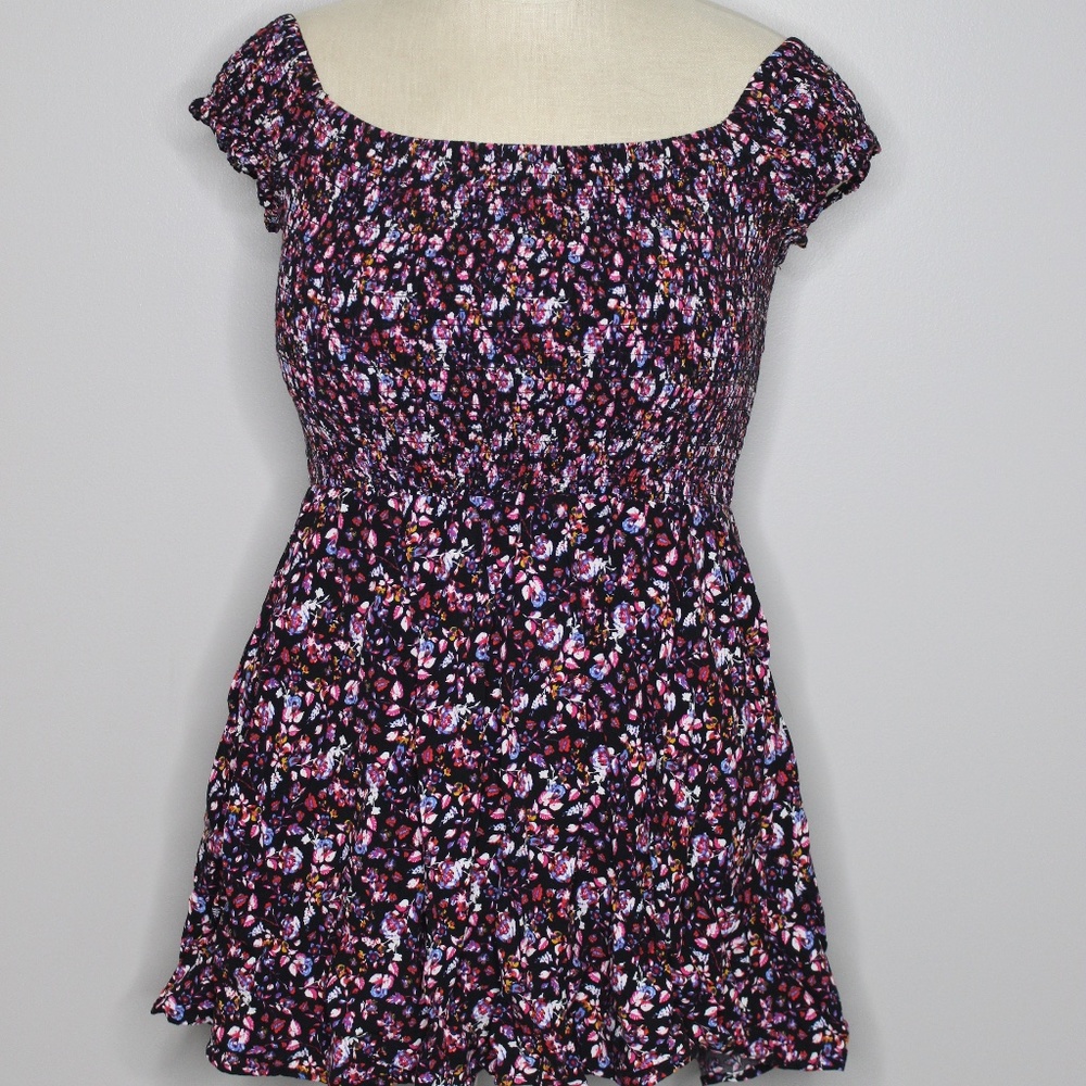 Express Smocked Top T-Shirt Dress with Pockets